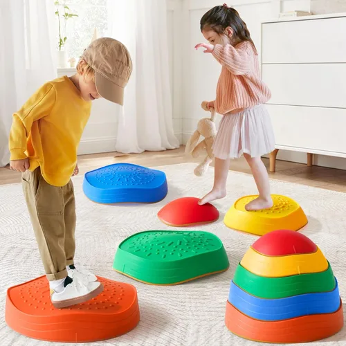 Tiny Land Piedras para pisar para niños, 5 piezas Piedras antideslizantes para niños pequeños, Piedras sensoriales para promover el equilibrio y las