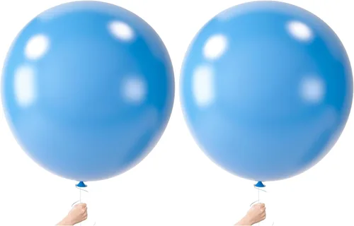 Miniatura 17 de LovesTown 4 globos grandes de 36 pulgadas de color azul claro, globos grandes de látex para cumpleaños, baby shower, graduación, compromiso, Azul