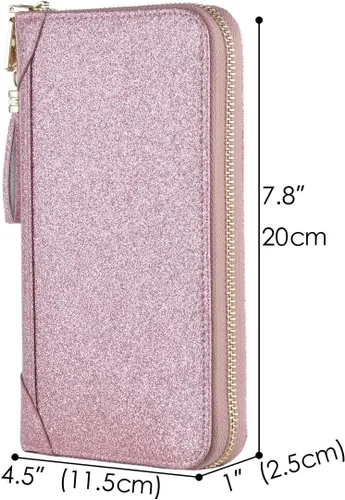Miniatura 5 de Easyoulife - Monedero de cuero con cremallera, billetera portatarjetas para mujer, bloqueo RFID