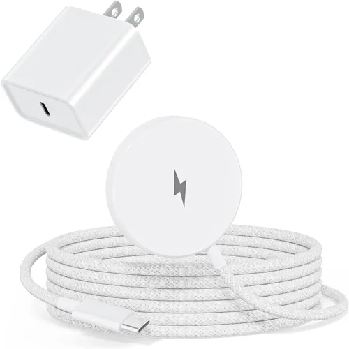 Cargador inalámbrico magnético de 25 W [certificado Apple MFi] Cargador de iPhone de carga rápida, 6 pies Apple Mag Safe Chargers Pad 35W Bloque