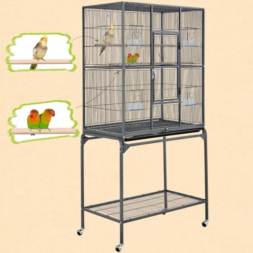 Miniatura 6 de Yaheetech Jaula grande de hierro forjado de 63 pulgadas para pájaros africanos pequeños cuáqueros de Amazon Loros canarios jaula de vuelo