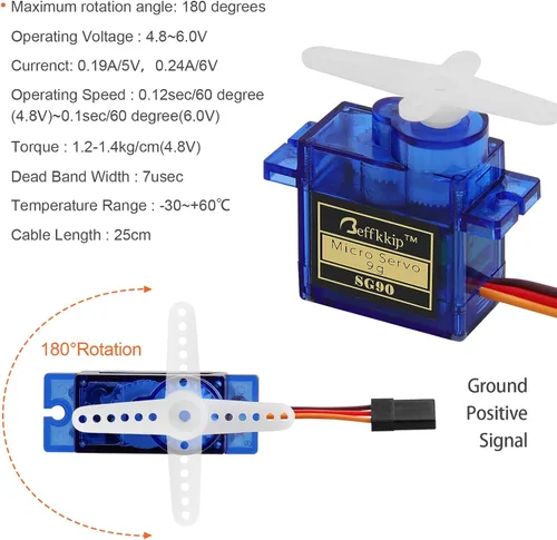 Miniatura 5 de 12 piezas de servos micro SG90 de 0.317 oz. para control remoto de robot, helicóptero, avión, auto, barco