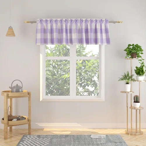 Miniatura 154 de Cenefas de cortina para ventana de 16 pulgadas de largo, 2 paneles de cuadros búfalo, cortinas pequeñas con bolsillo para barra, estilo clásico
