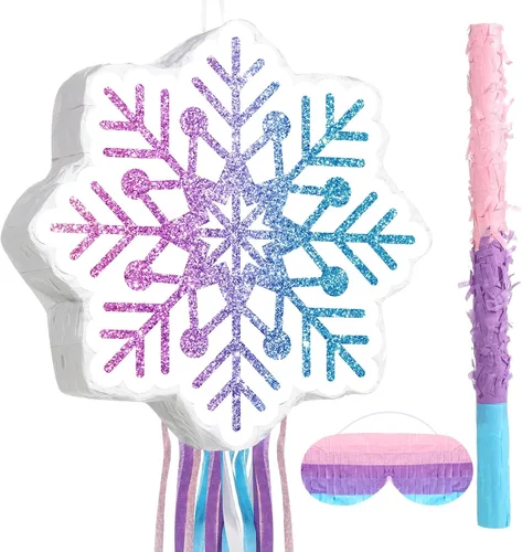 Miniatura 8 de Piñata de invierno con temática del país de las maravillas con murciélago con los ojos vendados para invierno, princesa, fiesta de cumpleaños
