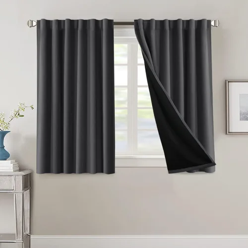 Miniatura 93 de H.VERSAILTEX Cortinas 100% opacas para dormitorio con forro negro, cortinas de oscurecimiento de habitación completa, con aislamiento térmico