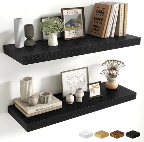 Miniatura 122 de Estantes flotantes de 48 pulgadas para pared, estante de chimenea de 10 pulgadas de profundidad, estantes flotantes de madera para pared, estantes