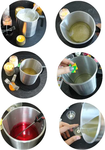 Miniatura 7 de Yarlung Olla para hacer velas de 4 libras, jarra de fabricación de velas de construcción de aluminio, jarra de cera sin goteo con mango resistente