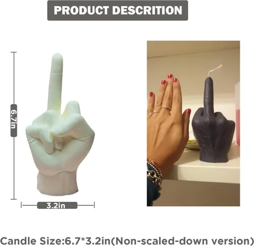 Miniatura 2 de Molde de silicona grande en forma de mano 3D, molde de vela gestual de 6.7 pulgadas, molde de fundición de resina en forma de dedo medio 1:1
