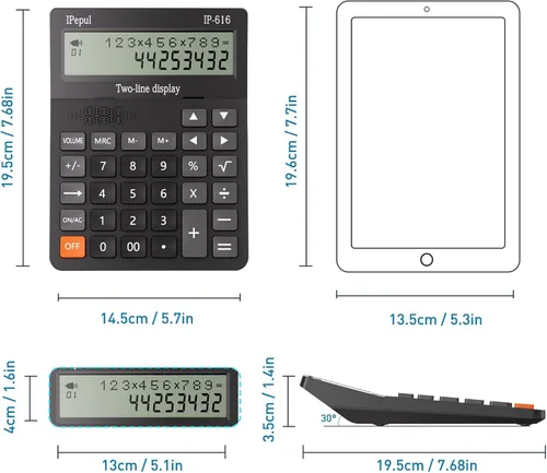 Miniatura 5 de Calculadoras de escritorio, calculadora de escritorio con pantalla grande de 2 líneas, calculadora básica parlante con botón grande y volumen
