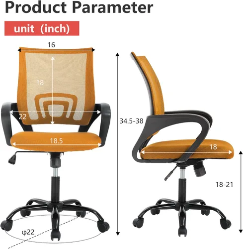 Miniatura 3 de PayLessHere Silla de Oficina para Computadora Ergonómica Económica Silla de Escritorio Ajustable Cómoda de Respaldo Medio para Tareas con Ruedas