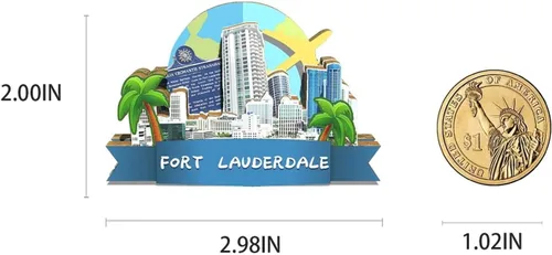 Miniatura 3 de Imán de madera para nevera de Fort Lauderdale de Estados Unidos, monumentos 3D, recuerdos coleccionables, decoración hecha a mano 2