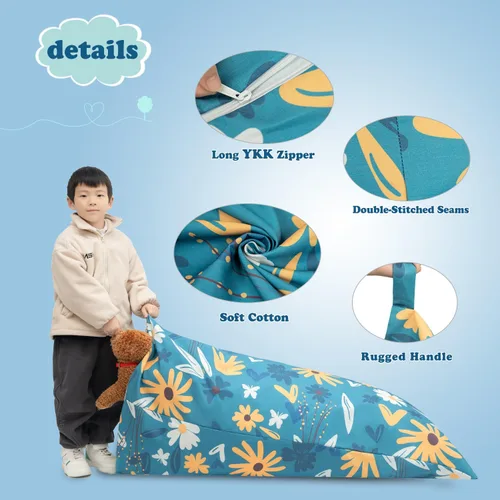 Miniatura 4 de LOLOMLO Funda para puf de almacenamiento de animales de peluche, 52 x 31 pulgadas, puf extra grande con cremallera YKK, sofá de asiento sentado