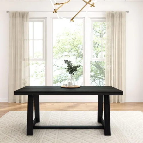 Miniatura 3 de Plank+Beam Mesa de Comedor Estilo Granja de 72 Pulgadas, Mesa de Cocina Rústica de Madera Maciza, Mesa Rectangular Grande de Madera para Comedor