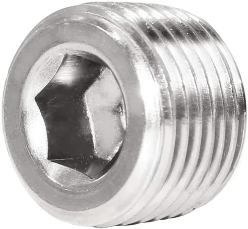 Miniatura 4 de Tapón de tubería NPT de 1 pulgada, rosca macho de acero inoxidable, cabeza hexagonal interna avellanada (paquete de 2)