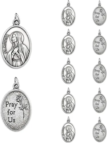 Miniatura 14 de Rlcvecv 10 piezas de medalla de San Carlo Acutis con juego de tarjetas sagradas, colgante de metal de San Carlos Acutis para collar, pulsera