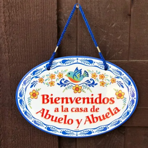 Miniatura 2 de E.H.G. - Letrero tradicional con texto en inglés "Bienvenidos a La Casa de Abuelo & Abuela" Welcome To the Home of Grandpa & Grandma de cerámica