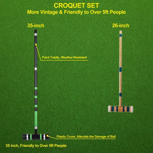Miniatura 3 de BroWill - Juego de croquet prémium para familias, juego de croquet BroWill con bolsa de transporte para patio, patio al aire libre, juegos de patio