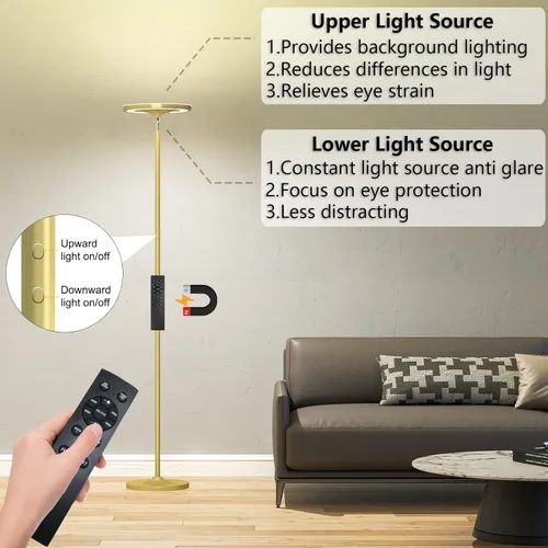 Miniatura 3 de Keepsmile Lámpara de pie LED de oro de doble cara con aplicación inteligente y control remoto de 36W 2600LM, lámpara de pie RGB brillante y alta