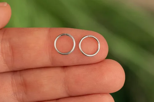 Miniatura 16 de Aretes de aro de oro de plata – Aretes de aro para mujer, dos piezas de aros de plata fina rellenos de oro, aro de hélice, anillo de tragus, aro