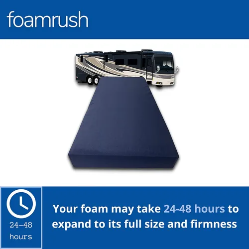 Miniatura 3 de FoamRush Repuesto de colchón de espuma de alta densidad de 4 pulgadas tamaño Queen (66 x 80 pulgadas) con lona azul marino, firme, fabricado