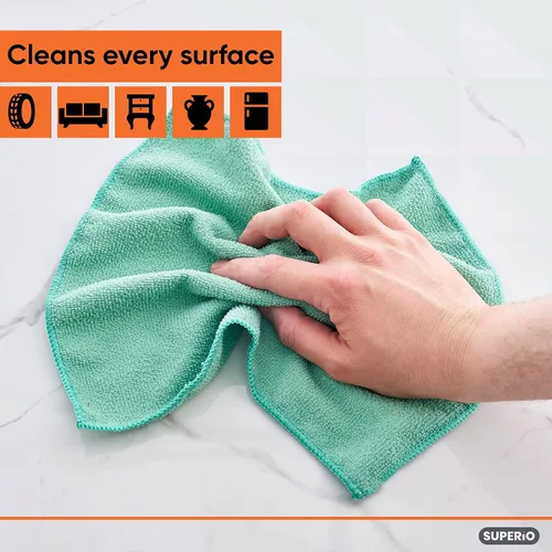 Miniatura 2 de Superio Paños de limpieza de microfibra, paquete de 4 (2 amarillas y 2 verdes), toallas absorbentes sin pelusa para automóviles, cocina, baño