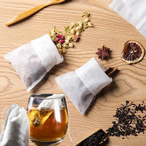 Miniatura 3 de 100 bolsas de filtro de té, bolsas de té desechables, bolsas de muselina con cordón para té suelto, café, hierbas, especias y más