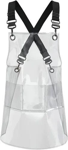 Miniatura 13 de Delantal para estilista de cabello MIKI WELL para salón, barbero, atrezzo cruzado, delantal impermeable de trabajo con 3 bolsillos