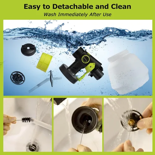 Miniatura 8 de Pulverizador de Pintura Inalámbrico Compatible con Batería Ryobi 18v (SIN Batería), Pulverizadores de Pintura Eléctricos de Mano HVLP con Contenedor