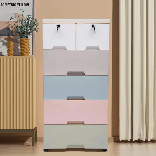 Miniatura 6 de Almacenamiento de cajones de plástico, 6 cajones de ropa, organizador alto de cómoda, cajones de almacenamiento de plástico resistente, gabinete