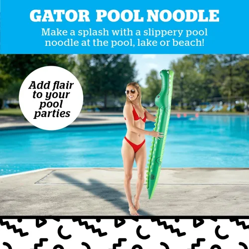 Miniatura 2 de Fideos inflables de cocodrilo, divertidos flotadores de fideos de piscina para niños y adultos, decoración ridícula de fiesta de piscina Verde
