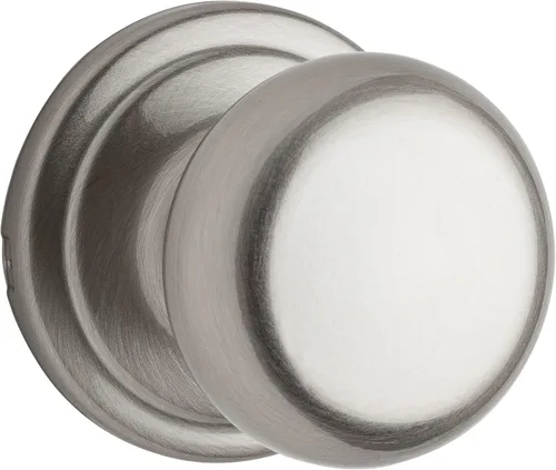 Kwikset Hancock - Pomo de puerta de paso interior, manija para puertas de armario y pasillo, pomo de puerta sin bloqueo en níquel satinado, con