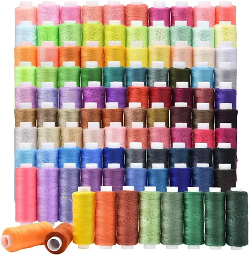 Hilo de coser de 100 colores para máquina de coser y coser a mano de poliéster para coser a mano, bordado, máquina, acolchado y manualidades