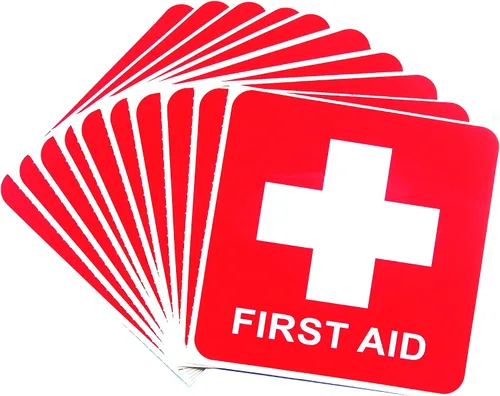 Calcomanías impermeables para kit de primeros auxilios, etiquetas de logotipo de símbolo de emergencia, letreros de seguridad para ambulancia de