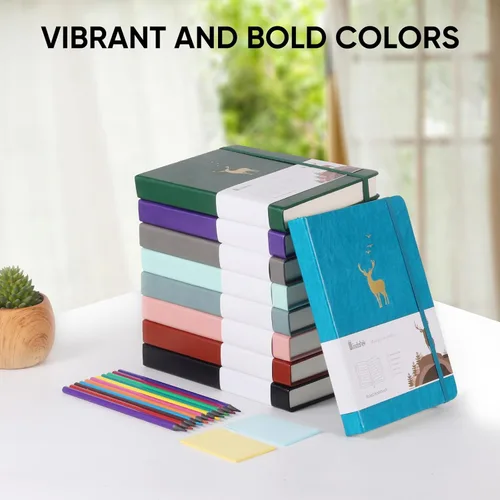 Miniatura 7 de Cuaderno rayado A5 - 312 páginas numeradas, diarios de cuero para escribir, contenido de 3 páginas de índice, papel grueso de 100 g/m², tapa dura