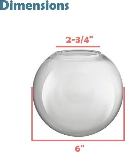 Miniatura 5 de Aspen Creative 28005-60-2 - Globo de cristal transparente de 6 pulgadas, sin cuello, para apliques de pared, ajustador: 2-3/4 pulgadas, paquete de 2