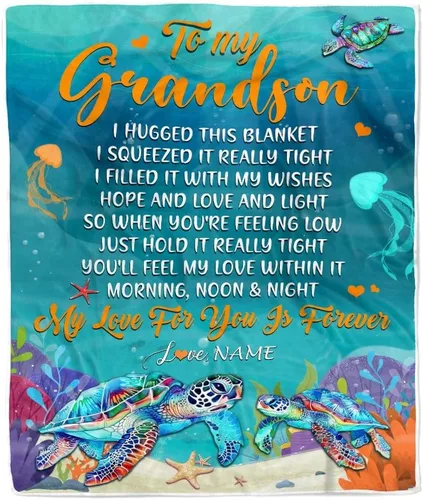 Miniatura 10 de Manta personalizada con texto en inglés «To My Grandson from Grandma Grandpa You Will Never Lose Lion Nison», manta de forro polar personalizada