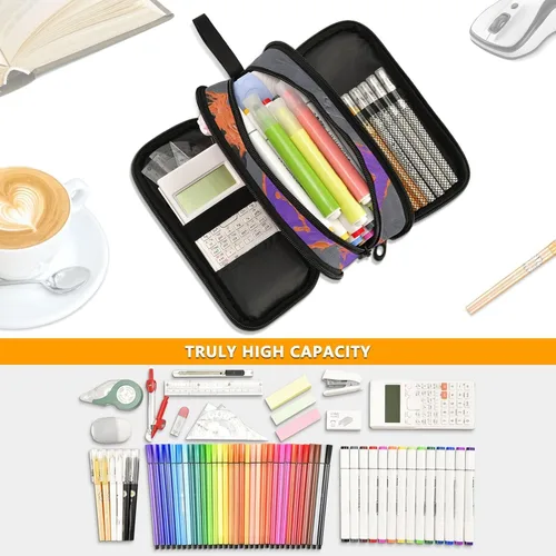 Miniatura 5 de Bolsas de lápices de nylon para niñas Géminis púrpura naranja negro gran capacidad estuche de lápices escuela papelería para mujer primaria estuche