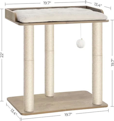 Miniatura 6 de FourFurPets Condo de torre de árbol para gatos de 22 pulgadas, postes rascadores para gatos de interior, placa grande, tres postes rascadores