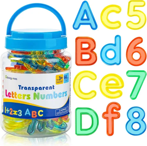 66 Piezas de Letras y Números Translúcidos – Juguetes de Mesa de Luz, Manipulativos y Accesorios para Aprendizaje Mejorado y Diversión