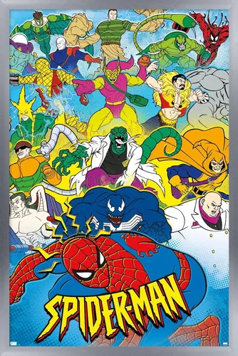 Miniatura 8 de Marvel Comics Spider-Man - Póster animado de pared de los años 90, 34 pulgadas de largo x 22.4 W, versión premium sin marco