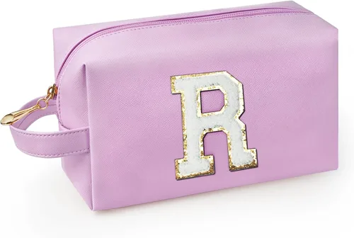 Miniatura 39 de Bolsa de maquillaje personalizada con inicial con asa, bolsa de cosméticos de preparación con bolsillo interior con cremallera, 8, 9, 10, 11, 12