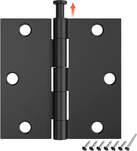 HOSOM Paquete de 6 bisagras de puerta negras de 3.5 pulgadas con esquina cuadrada, bisagra de puerta interior negra mate para puerta de armario de