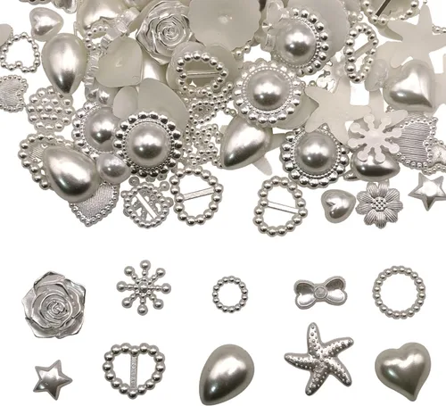 Miniatura 6 de Chenkou Craft Aleatorio 3.53 oz/lote (alrededor de 400 unidades) 0.157-0.787 in perlas de imitación semicirculares Seastar Bow Rose Rhinestone parte