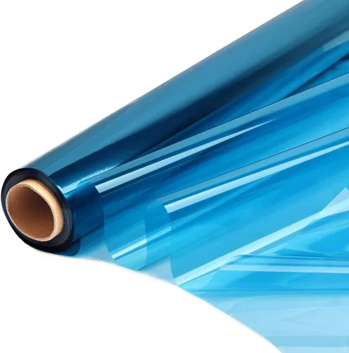 CMFYHM Rollo de celofán azul, colorido violonchelo de 34 pulgadas de ancho x 100 pies de largo, papel de regalo de celofán de color translúcido para