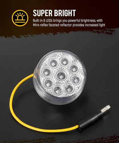 Miniatura 3 de Partsam 10 luces marcadoras redondas de doble revolución de 2 pulgadas, 9 LED, luces laterales ámbar a luces auxiliares azules para camión de ámbar