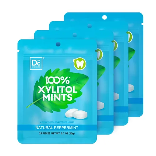 DC24 DAILY CARE - Mentas 100% xilitol | Sin aspartamo, sin azúcar, veganas, sin gluten y aptas para dietas keto | Mentas con sabor natural a menta,