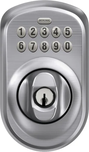 Miniatura 7 de Schlage - Cerrojo de seguridad Plymouth BE365 PLY 626 con teclado, cerradura de entrada electrónica sin llave, cromo satinado