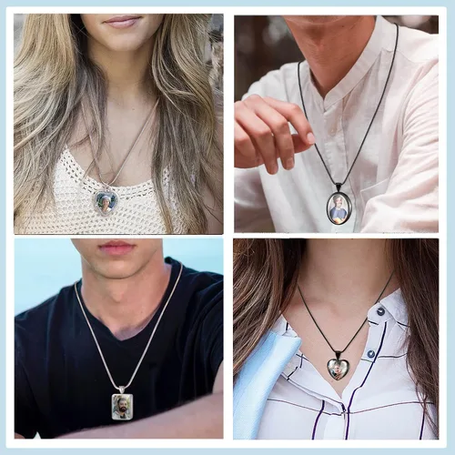 Miniatura 4 de Bivei Collar de urna para cenizas, collar personalizado de cenizas de recuerdo fotográfico, joyería de cremación para cenizas para mujeres y hombres