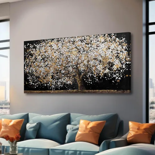 Miniatura 15 de CHUDANHAO Arte de pared abstracto pintado a mano, decoración de pared beige, arte colgante lineal 32"x40", obra de arte grande para decoraciones