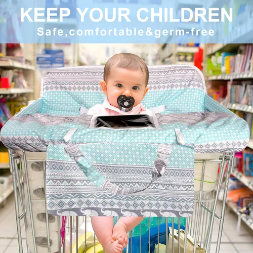 Miniatura 2 de Funda para carrito de compras para bebé 2 en 1 Funda para silla alta con arnés de seguridad Multifuncional Patrón de dinosaurio Cubiertas de carrito